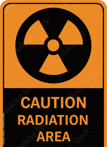 Caution Radiation Area sign in orange and black