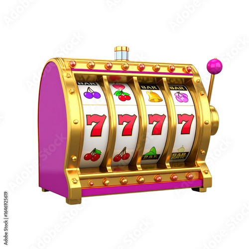 Online casino. 3D slot machine isolated on a transparent background