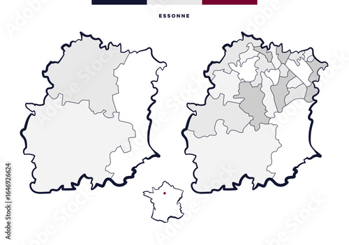 Département et cantons d'Essonne - Île-de-France (France)
