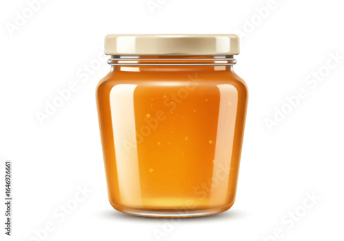 A jar filled with an ambercolored substance