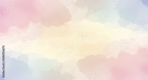 Ethereal pastel watercolor background with soft blended rainbow colors. Dreamy abstract texture for creative design and wallpaper.