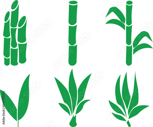 Bamboo Sugarcane icon set. Design elements for social network and application. on transparent background.Sugarcane stalks vector illustration of fresh sugarcane plants for agriculture.