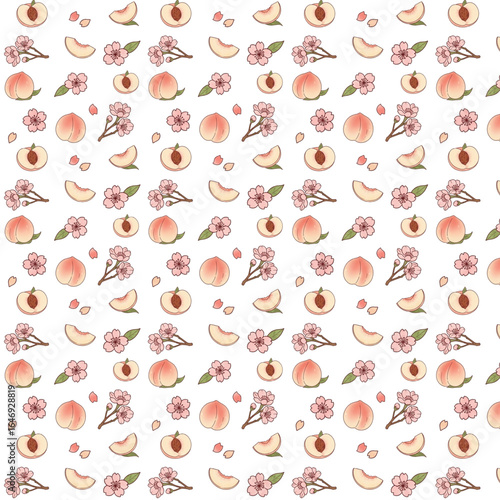 seamless pattern with peaches and flower