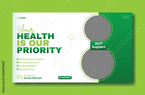 Online Medical Consultation Banner with 24 7 Support and Doctors
