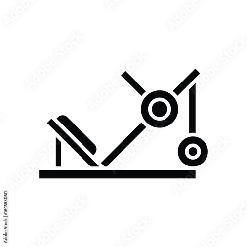 Leg press machine icon. Simple solid style. Fitness, gym, training, workout, muscle, power, strength, legs, sport equipment concept. Silhouette, glyph symbol. Vector isolated design
