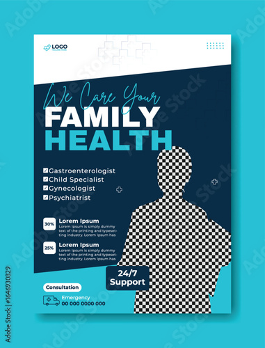Medical Clinic Flyer Template Design for Family Health Services