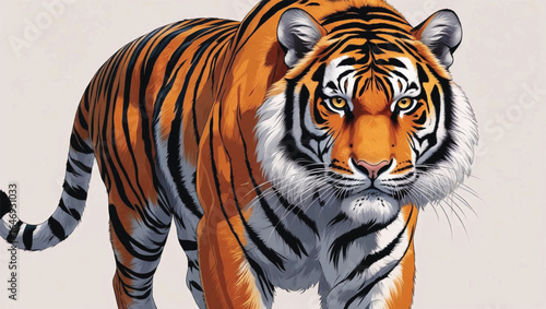 High-resolution vector illustration of a majestic tiger in realistic style, Ai Generate.