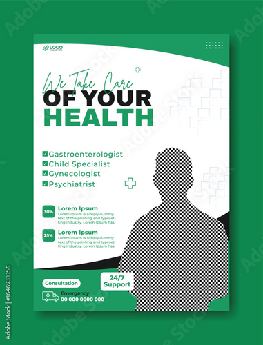 Modern Medical Flyer Template Design with Doctor and Green Accents