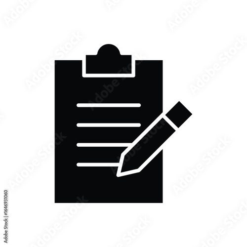 Fitness program icon. Simple solid style. Fitness plan, list, document, workout, gym, health, sport, training, exercise, healthy concept. Silhouette, glyph symbol. Vector isolated design