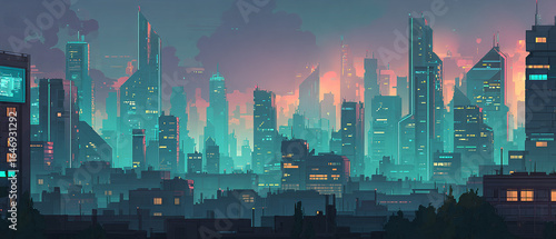 HORIZONTE CIBERPUNK MINIMALISTA AL AMANECER