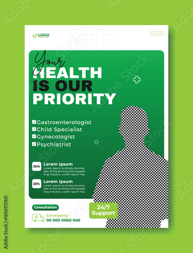 Modern Medical Clinic Flyer Design with Doctor and Health Services