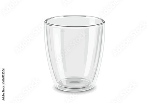 Clear doublewalled glass tumbler with a rounded shape and a base