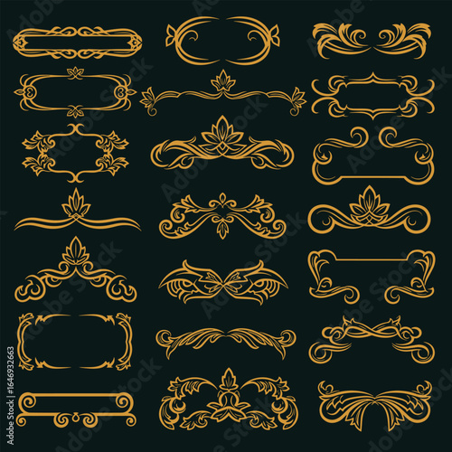 Royal Gold Borders and Elements Vector Collection