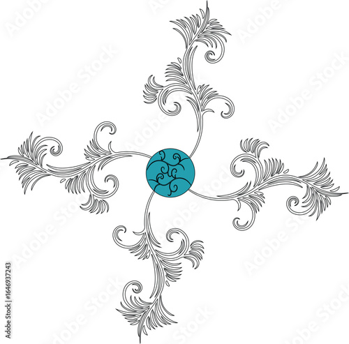 Floral Leaf Round Vecter illustration Silhoute design