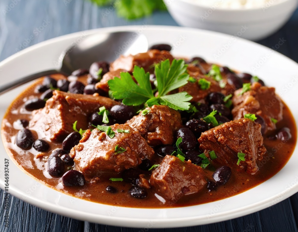 Dark Brown Beef Stew With Black Beans And Parsley Dark Brown Beef Stew With Black Beans And Parsley