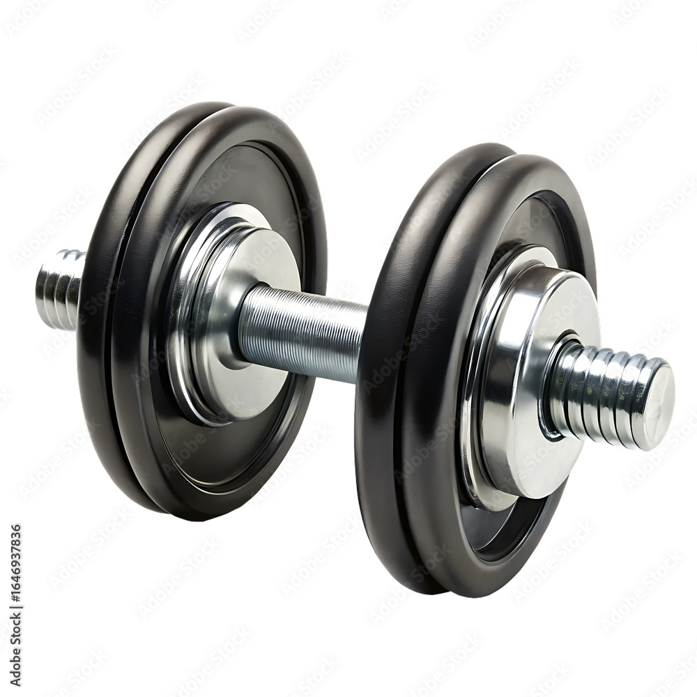 Naklejka premium Black weight with a silver handle isolated on white background PNG.AI Generated.