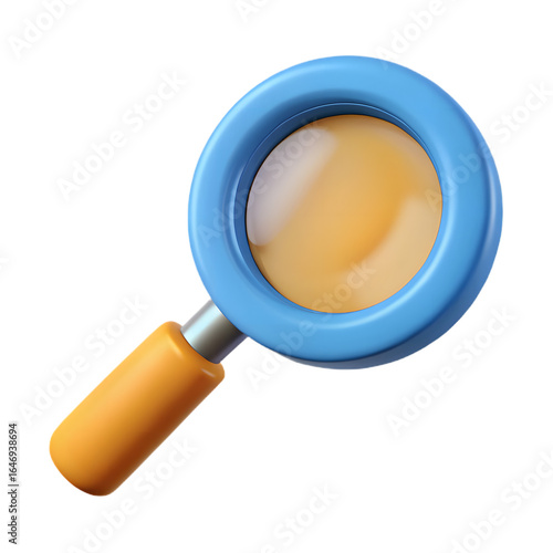 Upright Blue 3D Magnifying Glass Icon - Direct Search and Clear Investigation Symbol