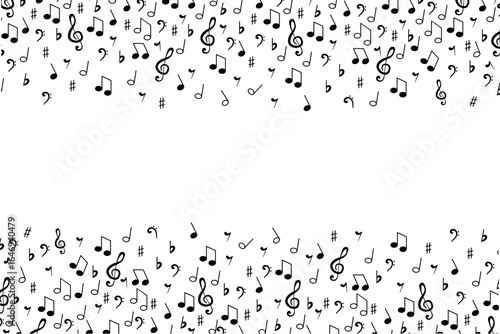 Falling Music Notes Border Background