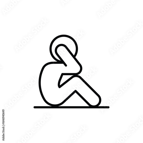 Man doing sit up, crunches icon. Simple outline style. Exercise, abs, abdomen, floor, human, figure, person, fitness, gym concept. Thin line symbol. Vector isolated design