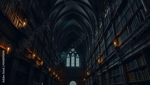 Ancient Haunted Library with Chilling Ambiance