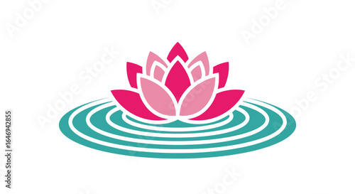 Elegant lotus flower on water vector illustration, symbolizing purity and spiritual awakening for