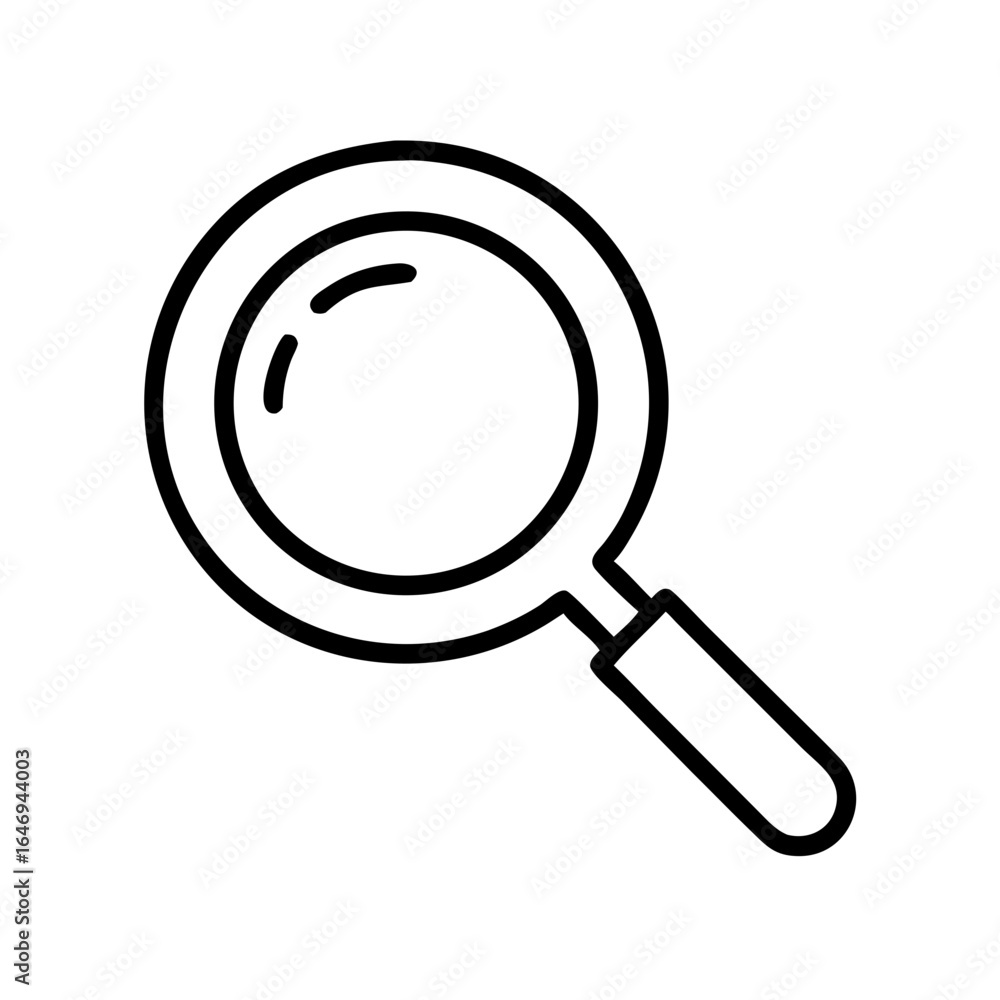 Magnifying glass icon in simple line art style for search concept Magnifying glass icon in simple line art style for search concept