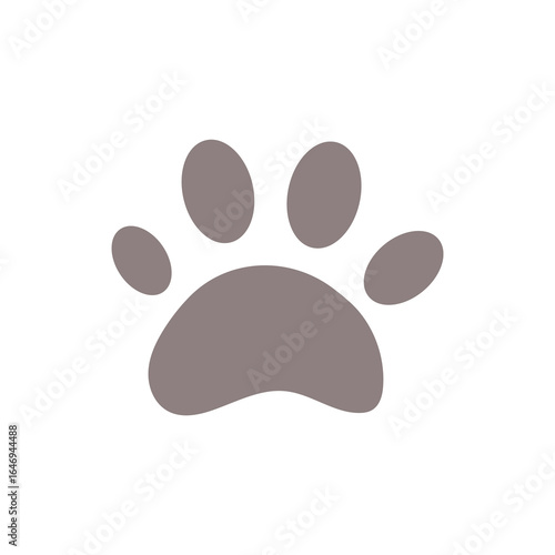 Flat Paw Footprint Icon for Pets and Wildlife Concepts