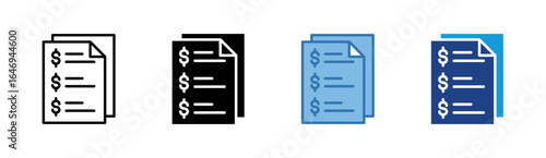 Invoice icon set multiple style collection