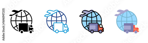 Global Delivery icon set multiple style collection