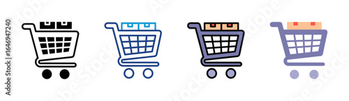 Shopping Cart icon set multiple style collection