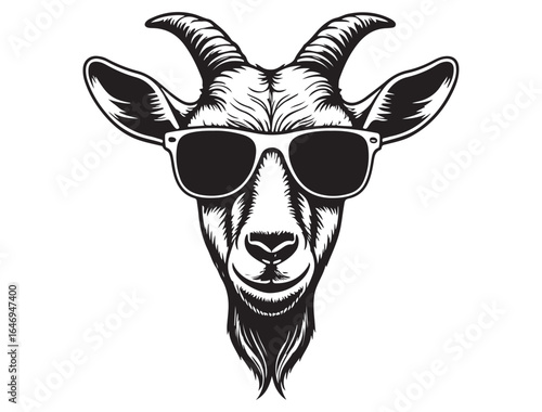 COOL GOAT WEARING GLASSES SILHOUETTE