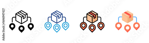 Distribution icon set multiple style collection