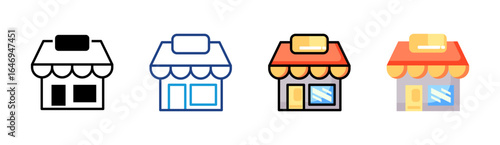 Retail Store icon set multiple style collection