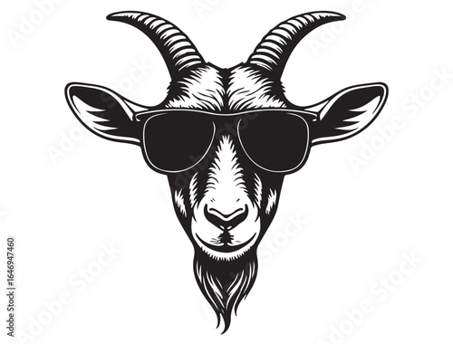 COOL GOAT WEARING GLASSES SILHOUETTE