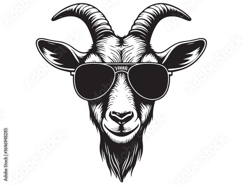 COOL GOAT WEARING GLASSES SILHOUETTE