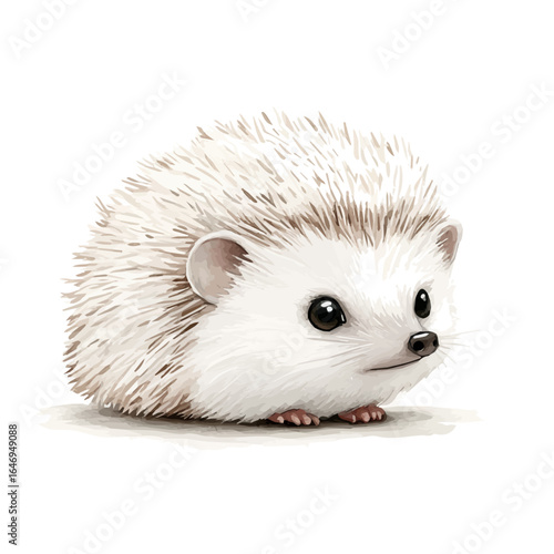 watercolor of African Pygmy Hedgehog, vector, isolated on a white background.