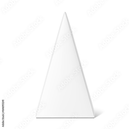 Cheese packaging triangle box mockup. Vector illustration isolated on white background. Front view. Can be use for template your design, presentation, promo, ad. EPS10.