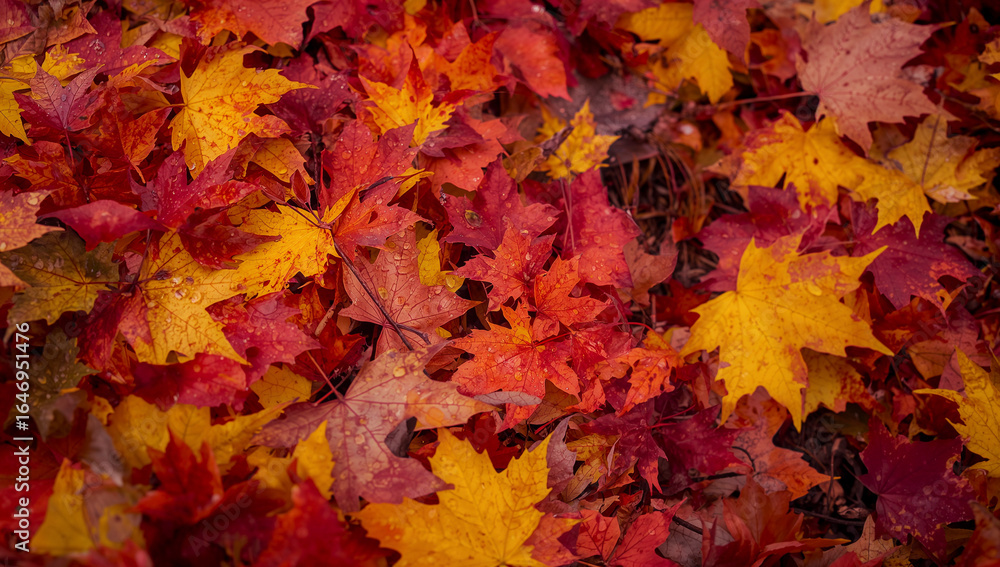 Fototapeta premium Seasonal Background with Red, Orange, and Yellow Leaves