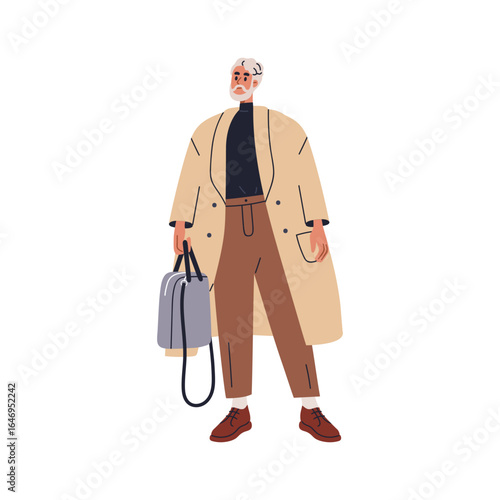 Senior man in casual clothes, modern urban style outfit. Elderly mature male ...
