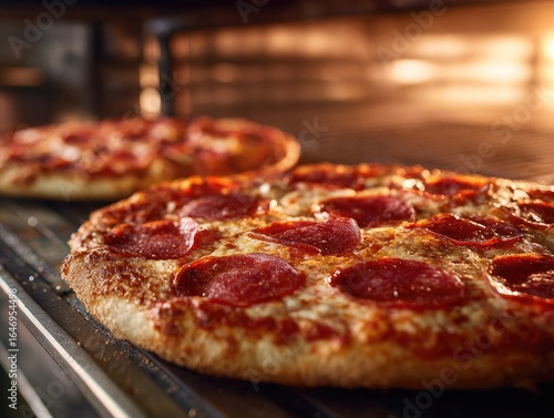 Wallpaper Mural Pepperoni pizza baking in oven close-up view Torontodigital.ca