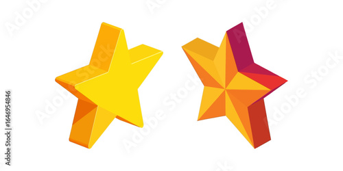 Vibrant Isometric Star Vector Illustration on Black Background