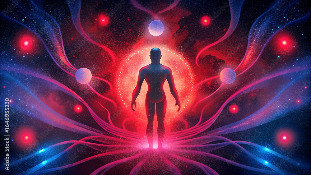 Obraz premium Cosmic Being Emanating Energy and Light Through the Universe