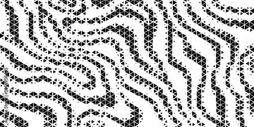 Abstract geometric black and white deco art halftone hexagone and triangle print pattern
