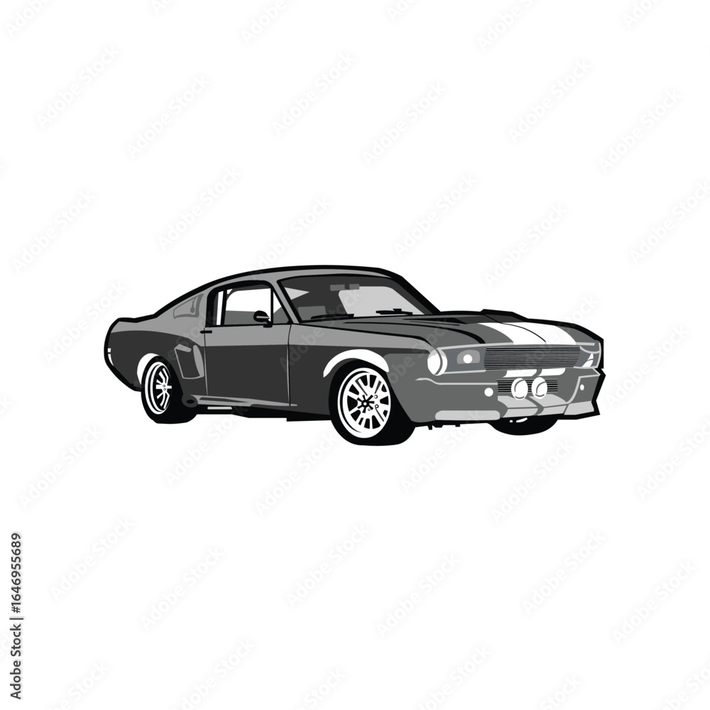 Naklejka premium A Vector Illustration of A Dark Gray Muscle Car.eps