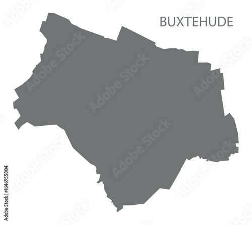 Buxtehude city map with boroughs grey illustration silhouette shape