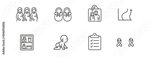 Pregnancy and baby line icon set. maternity, infant care, medical icons collection