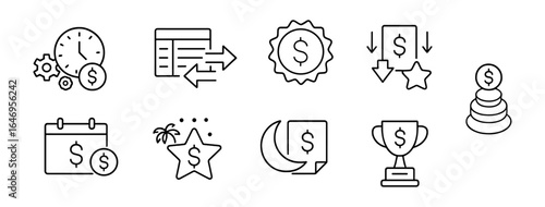 Finance and money line icon set. economic growth, investment, savings icons