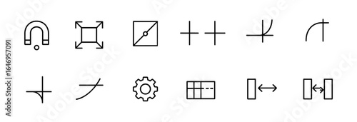 Mathematics and physics linear icon set. science, education tools collection