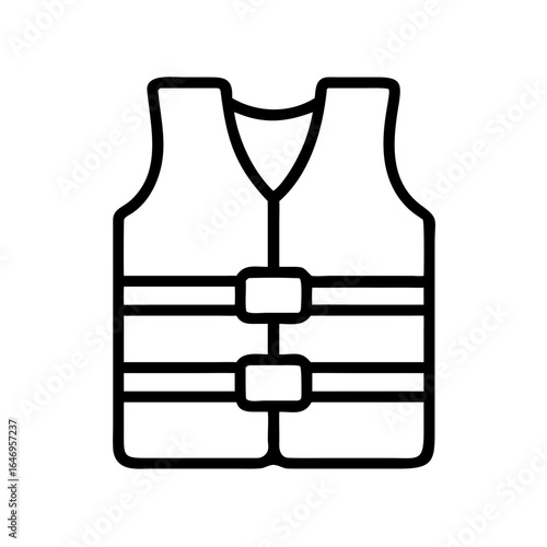 Simple line drawing of a life vest for water safety and recreation isolated on transparent background