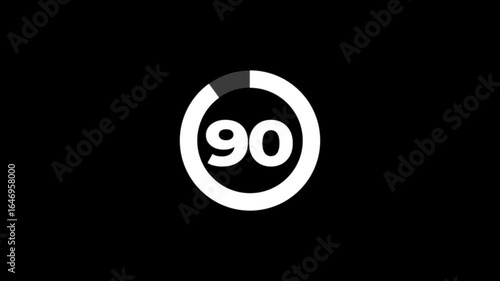 Pie chart animated video with 90 percent element black background . Statistics Business and finance theme Visual Data Representation for Finance, Sales, Statistics,